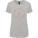Floral Peace Symbol Hippie Love Womens Wider Cut T-Shirt Sports Grey