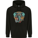 Floral Tribal Elephant Childrens Kids Hoodie Black