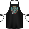 Floral Tribal Elephant Cotton Apron 100% Organic Black