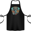 Floral Tribal Elephant Cotton Apron 100% Organic Black