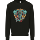 Floral Tribal Elephant Kids Sweatshirt Jumper Black