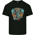 Floral Tribal Elephant Kids T-Shirt Childrens Black