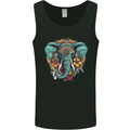Floral Tribal Elephant Mens Vest Tank Top Black