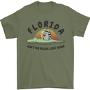 Florida Home Funny Raccoon Mens T-Shirt 100% Cotton Military Green