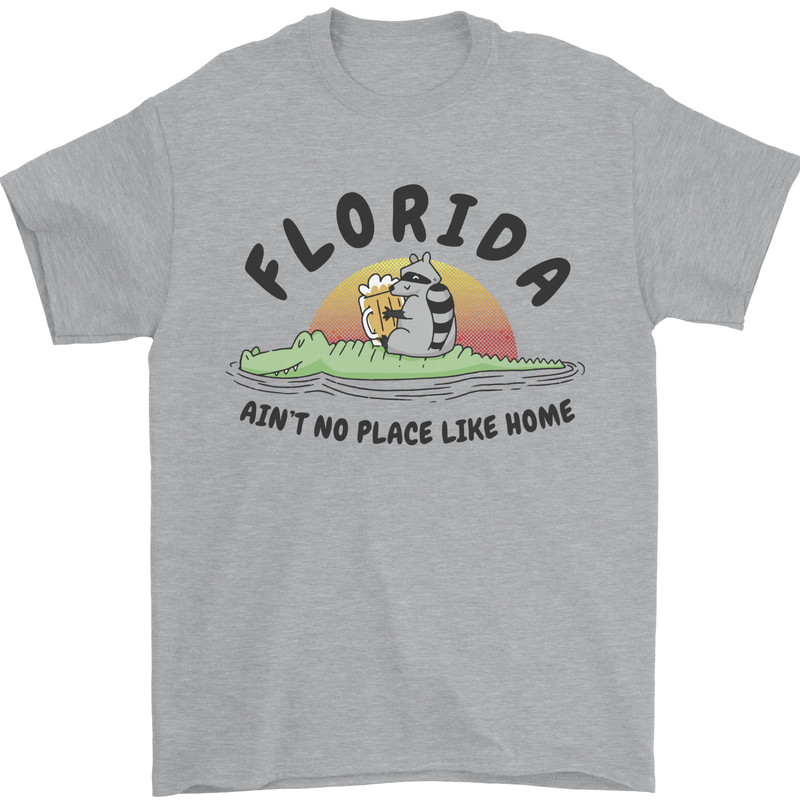 Florida Home Funny Raccoon Mens T-Shirt 100% Cotton Sports Grey