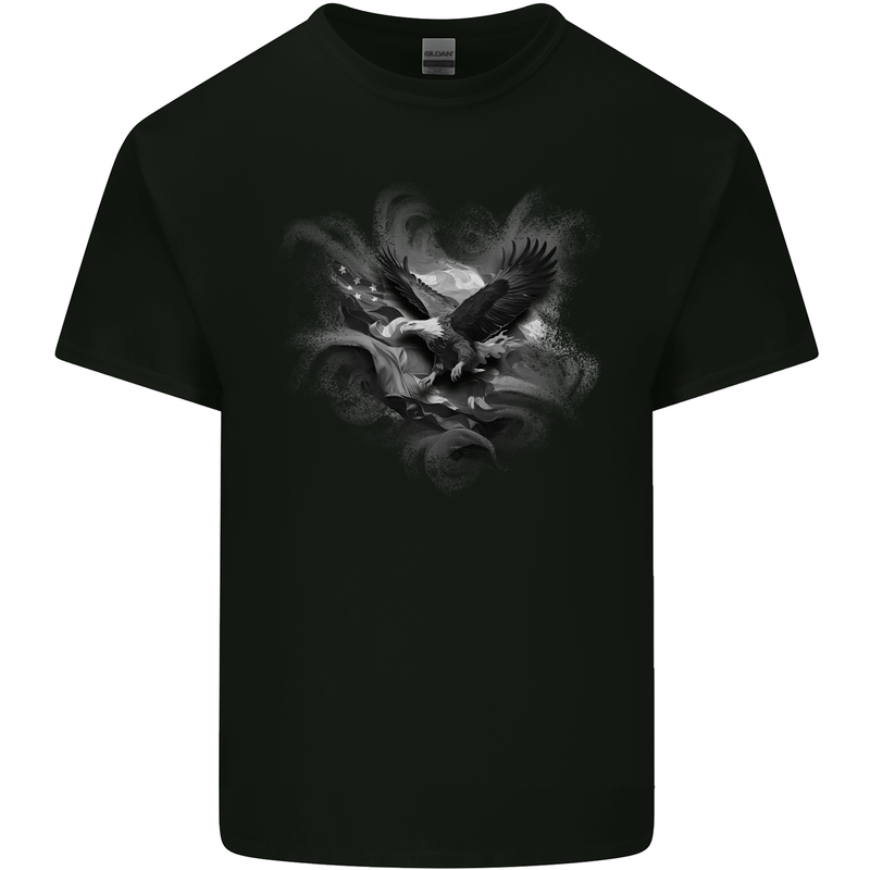 Flying American Eagle & USA Flag Kids T-Shirt Childrens Black