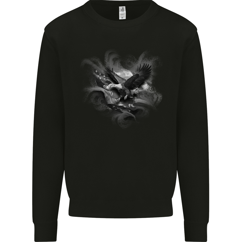 Flying American Eagle & USA Flag Mens Sweatshirt Jumper Black