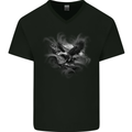 Flying American Eagle & USA Flag Mens V-Neck Cotton T-Shirt Black