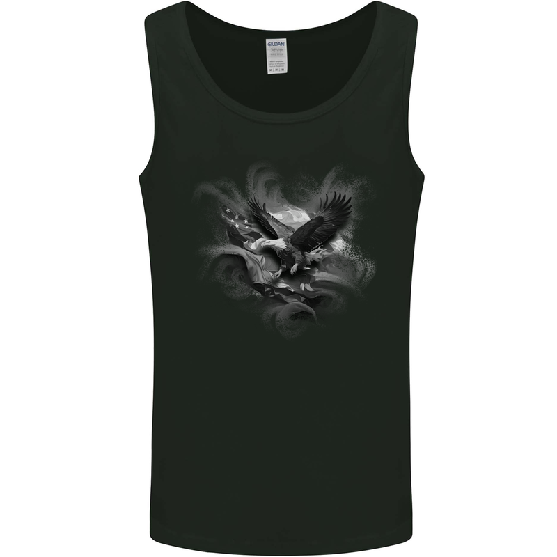 Flying American Eagle & USA Flag Mens Vest Tank Top Black