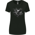 Flying American Eagle & USA Flag Womens Wider Cut T-Shirt Black