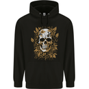 Foliage Skull Mens 80% Cotton Hoodie Black