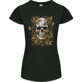 Foliage Skull Womens Petite Cut T-Shirt Black