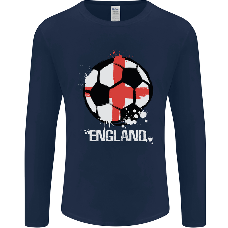 Football England Flag Mens Long Sleeve T-Shirt Navy Blue