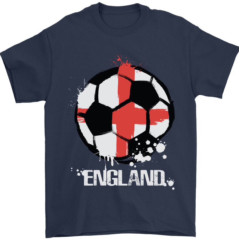 Football England Flag Mens T-Shirt 100% Cotton Navy Blue