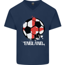 Football England Flag Mens V-Neck Cotton T-Shirt Navy Blue