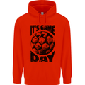 Football Its Game Day Soccer Childrens Kids Hoodie Bright Red