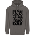 Football Its Game Day Soccer Mens 80% Cotton Hoodie Charcoal