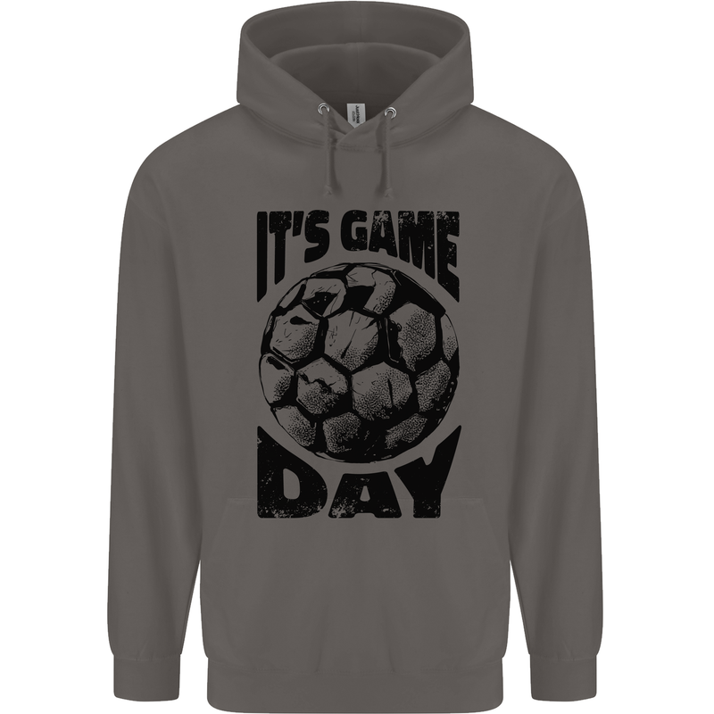 Football Its Game Day Soccer Mens 80% Cotton Hoodie Charcoal