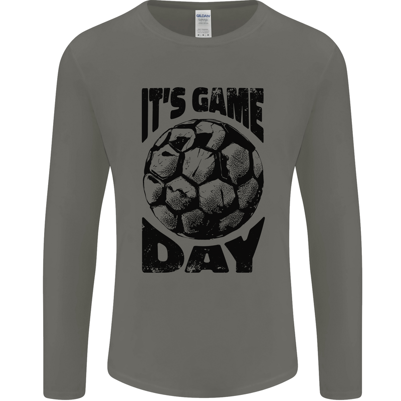 Football Its Game Day Soccer Mens Long Sleeve T-Shirt Charcoal