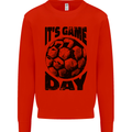 Football Its Game Day Soccer Mens Sweatshirt Jumper Bright Red