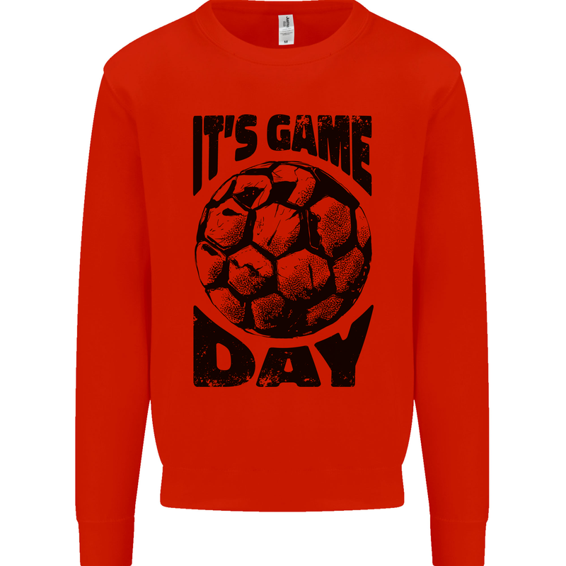 Football Its Game Day Soccer Mens Sweatshirt Jumper Bright Red