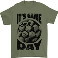 Football Its Game Day Soccer Mens T-Shirt 100% Cotton Military Green