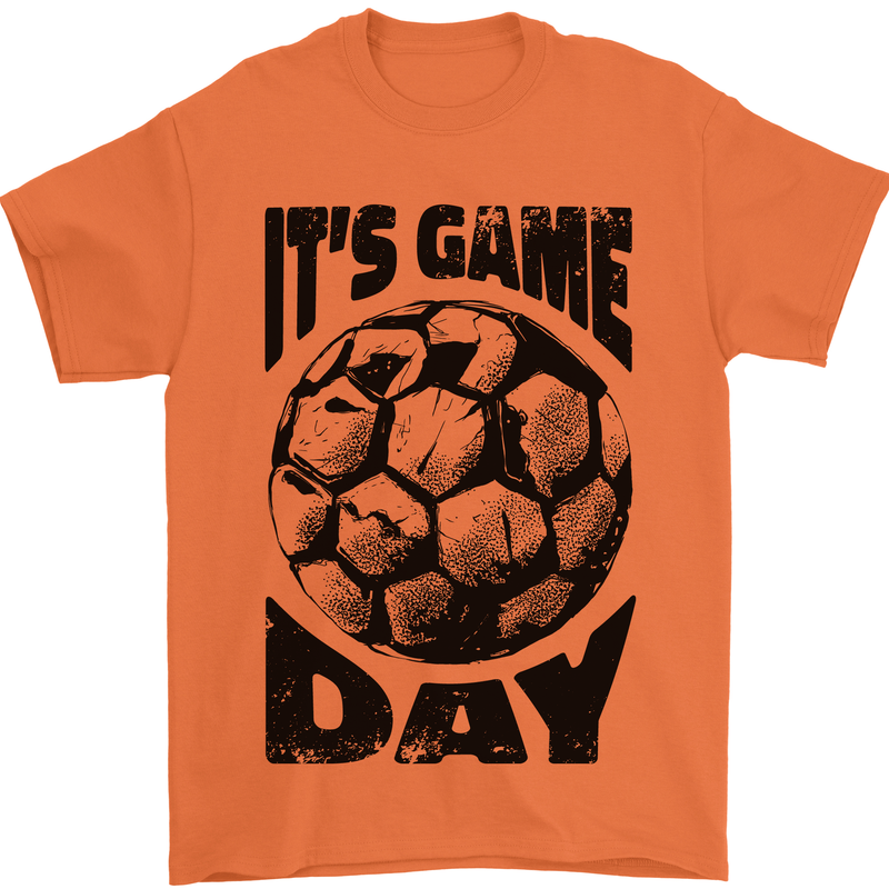 Football Its Game Day Soccer Mens T-Shirt 100% Cotton Orange