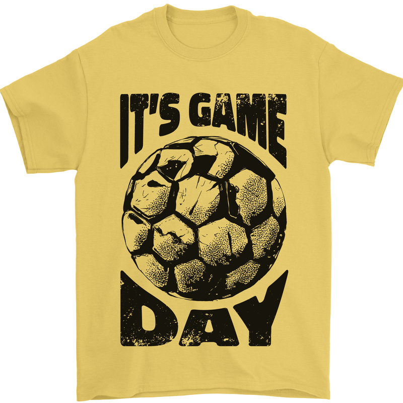 Football Its Game Day Soccer Mens T-Shirt 100% Cotton Yellow