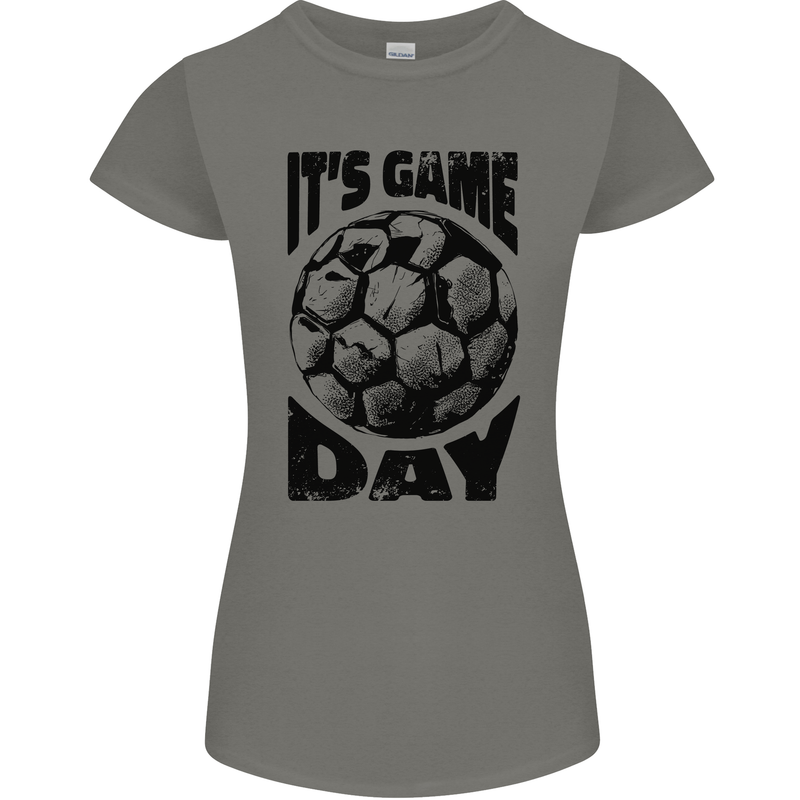 Football Its Game Day Soccer Womens Petite Cut T-Shirt Charcoal