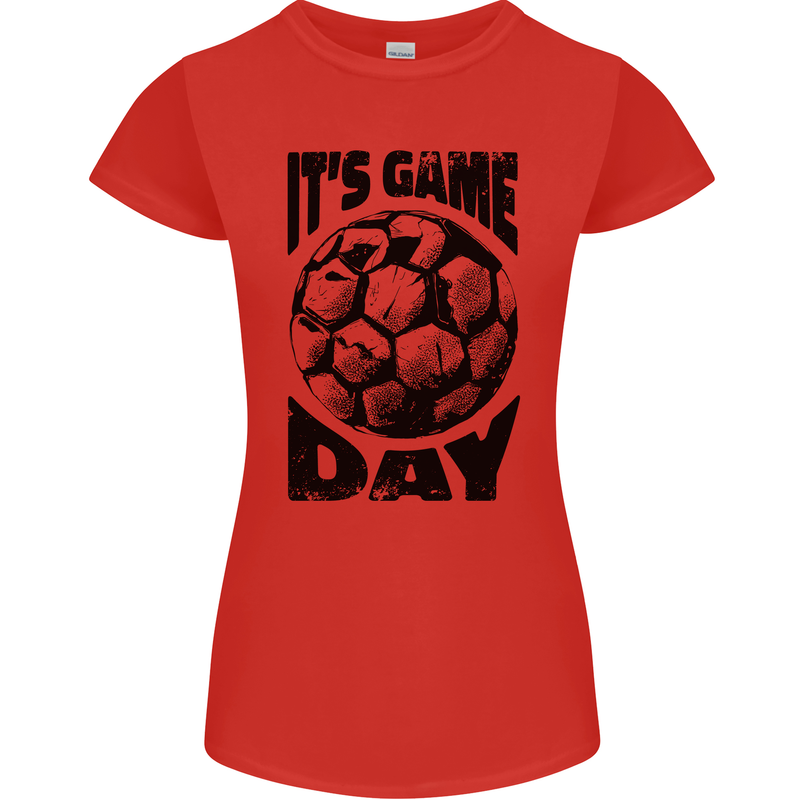Football Its Game Day Soccer Womens Petite Cut T-Shirt Red