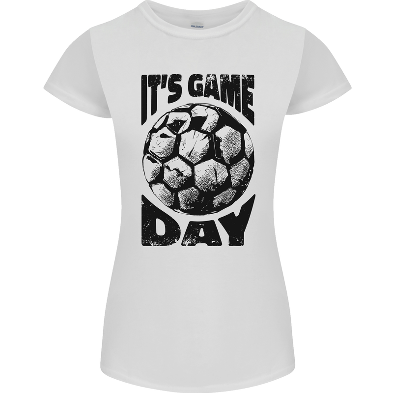 Football Its Game Day Soccer Womens Petite Cut T-Shirt White