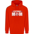 Football Mum Mom Childrens Kids Hoodie Bright Red