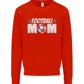 Football Mum Mom Mens Sweatshirt Jumper Bright Red