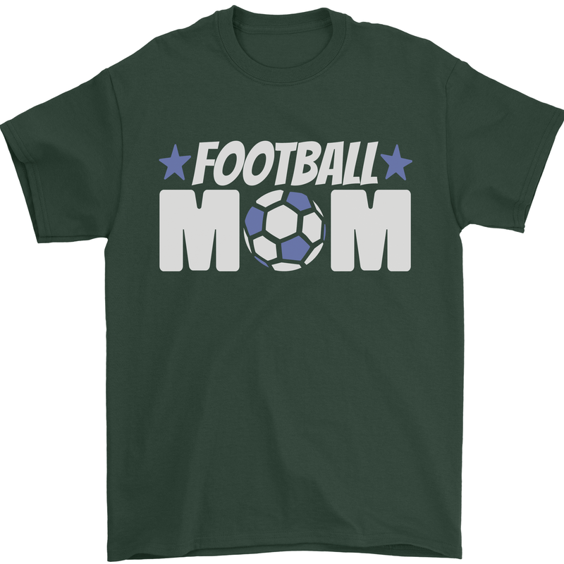 Football Mum Mom Mens T-Shirt 100% Cotton Forest Green