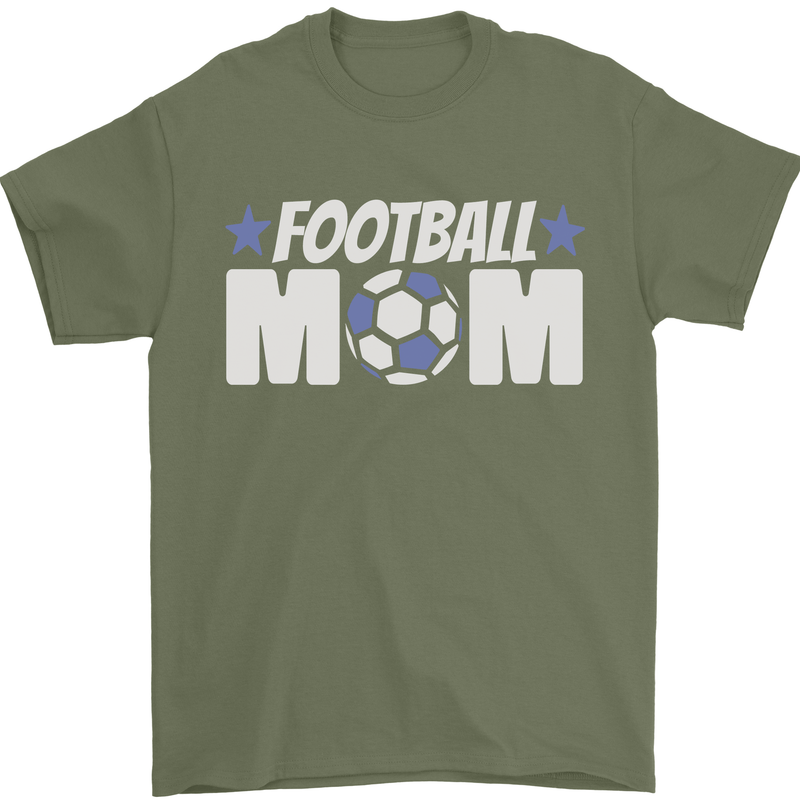 Football Mum Mom Mens T-Shirt 100% Cotton Military Green
