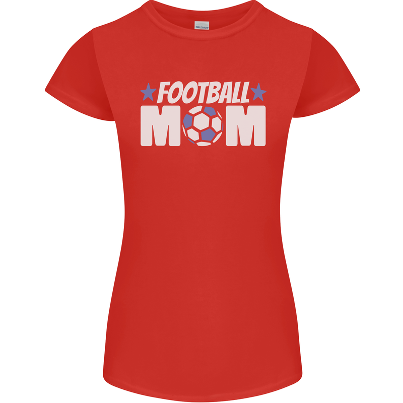 Football Mum Mom Womens Petite Cut T-Shirt Red