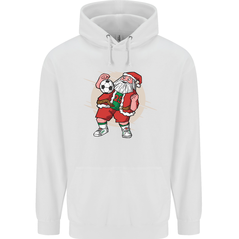 Football Santa Christmas Soccer Xmas Childrens Kids Hoodie White