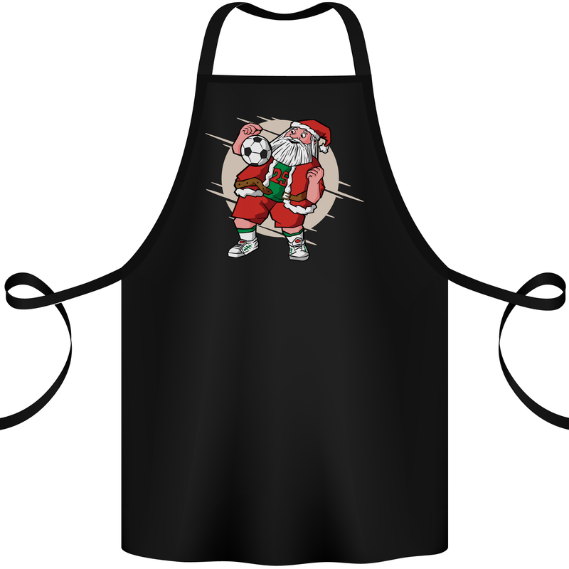 Football Santa Christmas Soccer Xmas Cotton Apron 100% Organic Black