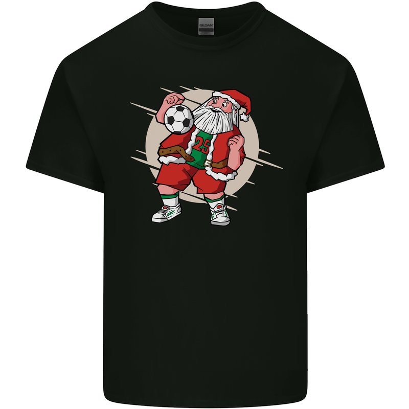 Football Santa Christmas Soccer Xmas Kids T-Shirt Childrens Black