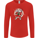 Football Santa Christmas Soccer Xmas Mens Long Sleeve T-Shirt Red