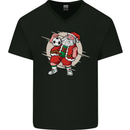 Football Santa Christmas Soccer Xmas Mens V-Neck Cotton T-Shirt Black