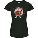 Football Santa Christmas Soccer Xmas Womens Petite Cut T-Shirt Black