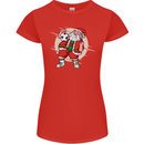 Football Santa Christmas Soccer Xmas Womens Petite Cut T-Shirt Red