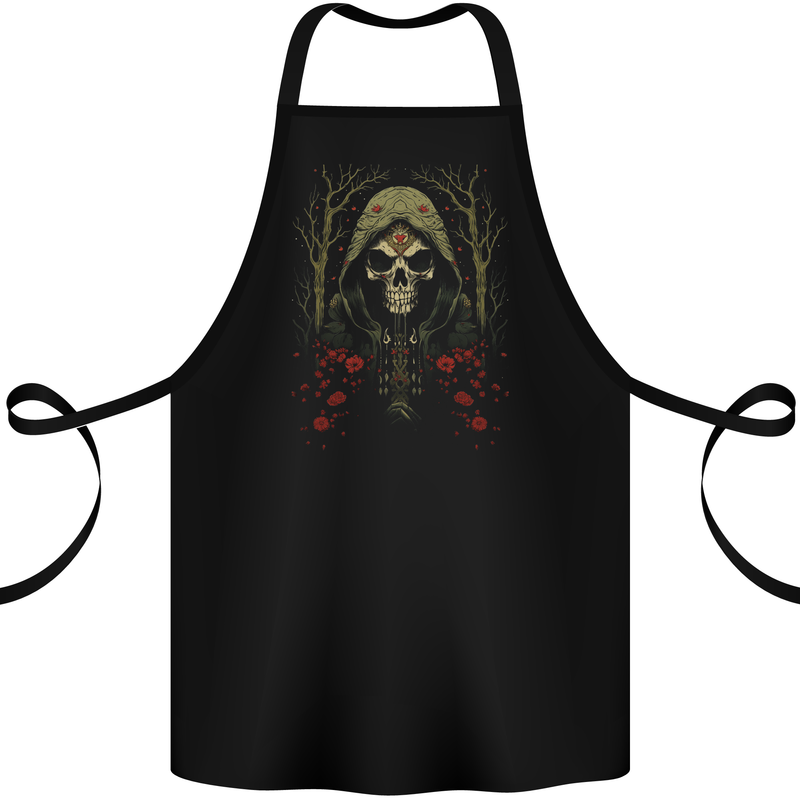 Forest Grim Reaper Skull Cult Cotton Apron 100% Organic Black
