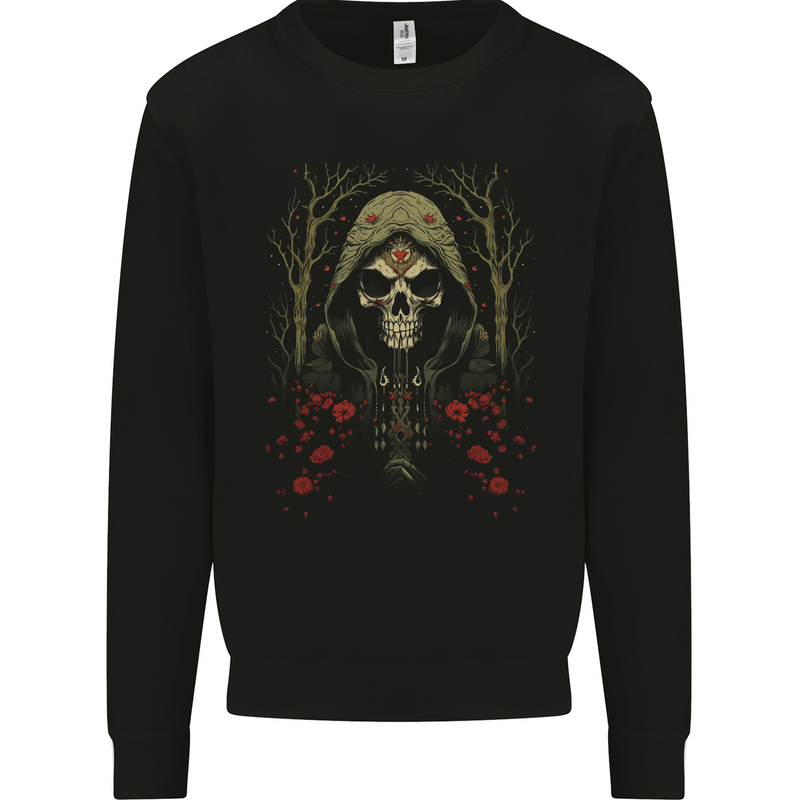 Forest Grim Reaper Skull Cult Mens Sweatshirt Jumper Black