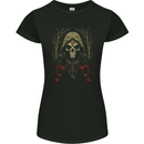 Forest Grim Reaper Skull Cult Womens Petite Cut T-Shirt Black