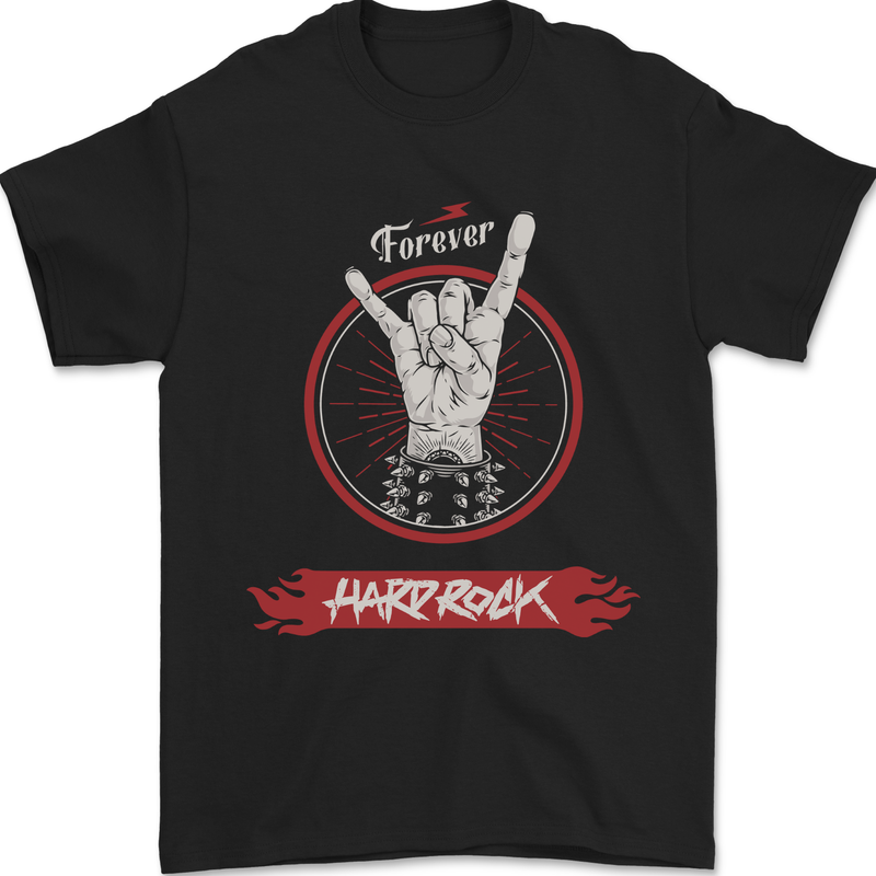 Forever Hard Rock Guitar Rock Salute Music Mens T-Shirt 100% Cotton Black