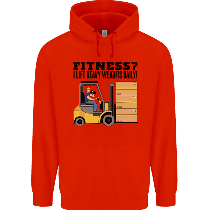 Forklift Driver I Lift Heavy Weights Funny Childrens Kids Hoodie Bright Red