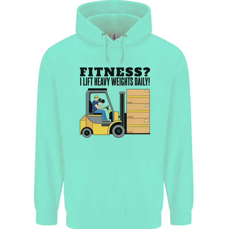 Forklift Driver I Lift Heavy Weights Funny Childrens Kids Hoodie Peppermint