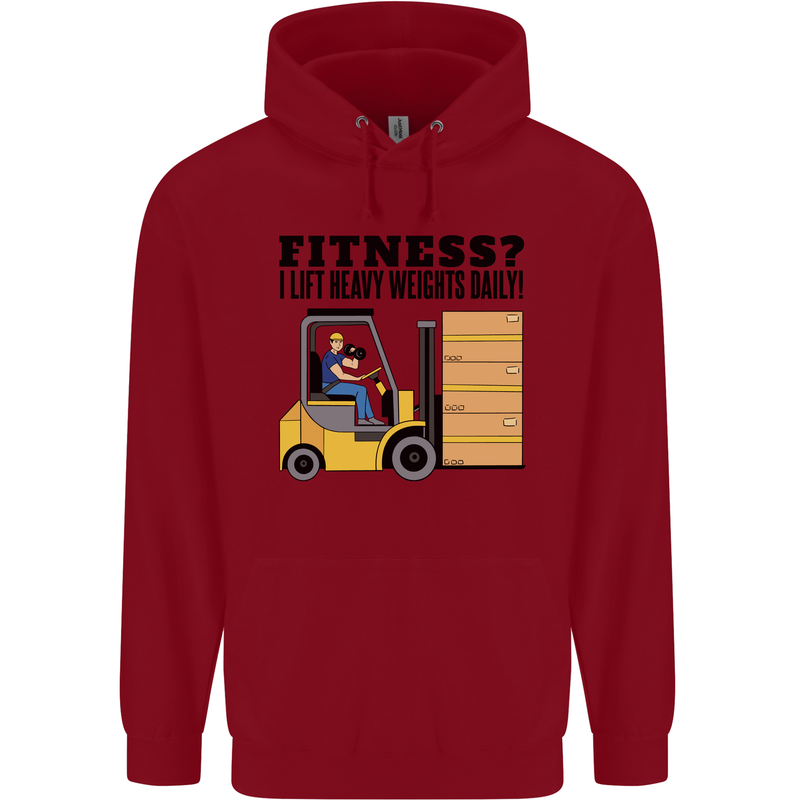 Forklift Driver I Lift Heavy Weights Funny Childrens Kids Hoodie Red